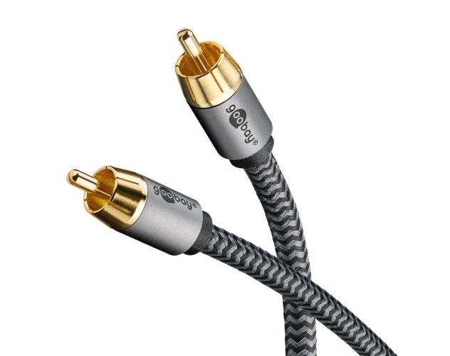 RCA kabel 2 m - Goobay, stofbeklædt, grå billede