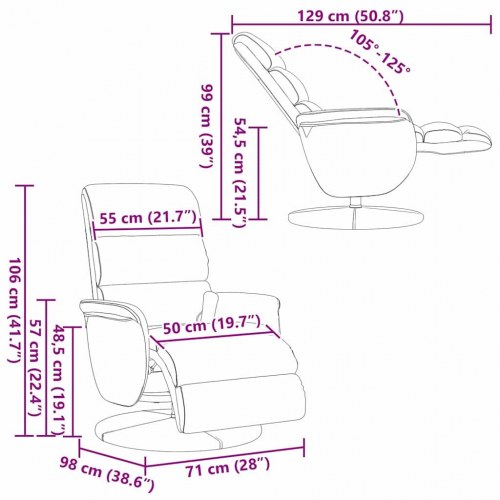 Massage Lænestol Hvid 71 x 98 x 106 cm Kunstlæder