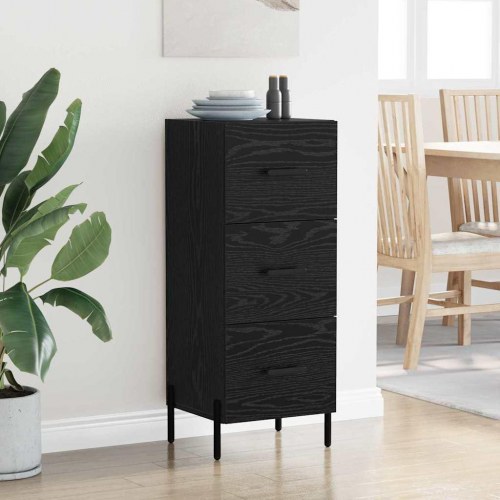 Sidebord i sort eg med 3 skuffer - 34,5 x 34 x 90 cm