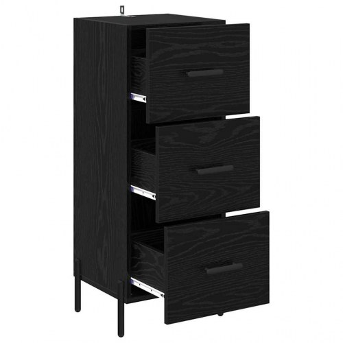 Sidebord i sort eg med 3 skuffer - 34,5 x 34 x 90 cm