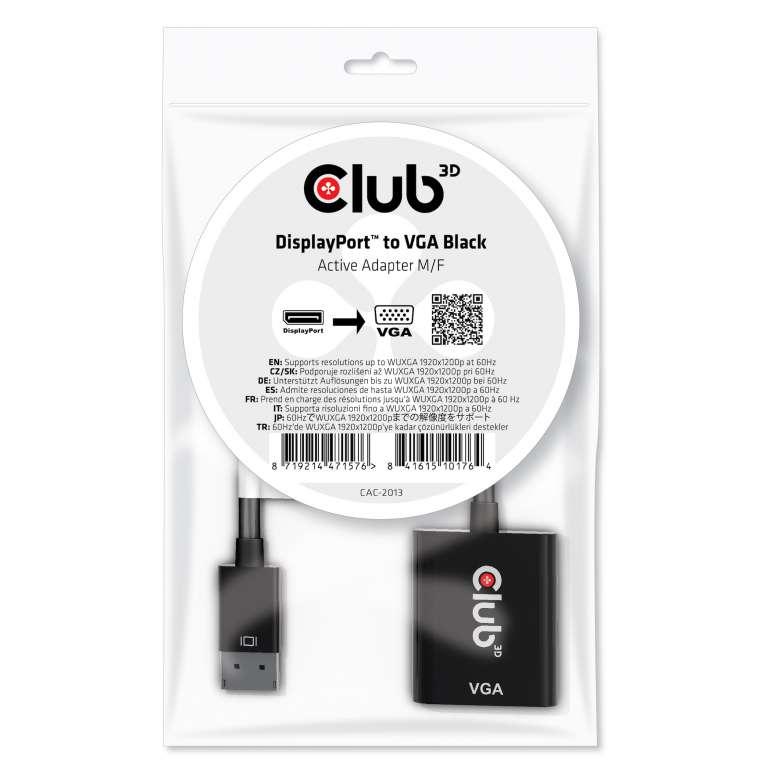 DisplayPort til VGA adapter 22,86 m - Club 3D (han til hun) - sort billede