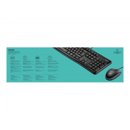 Tastatur og mus med ledning – Logitech MK120, USB, nordisk