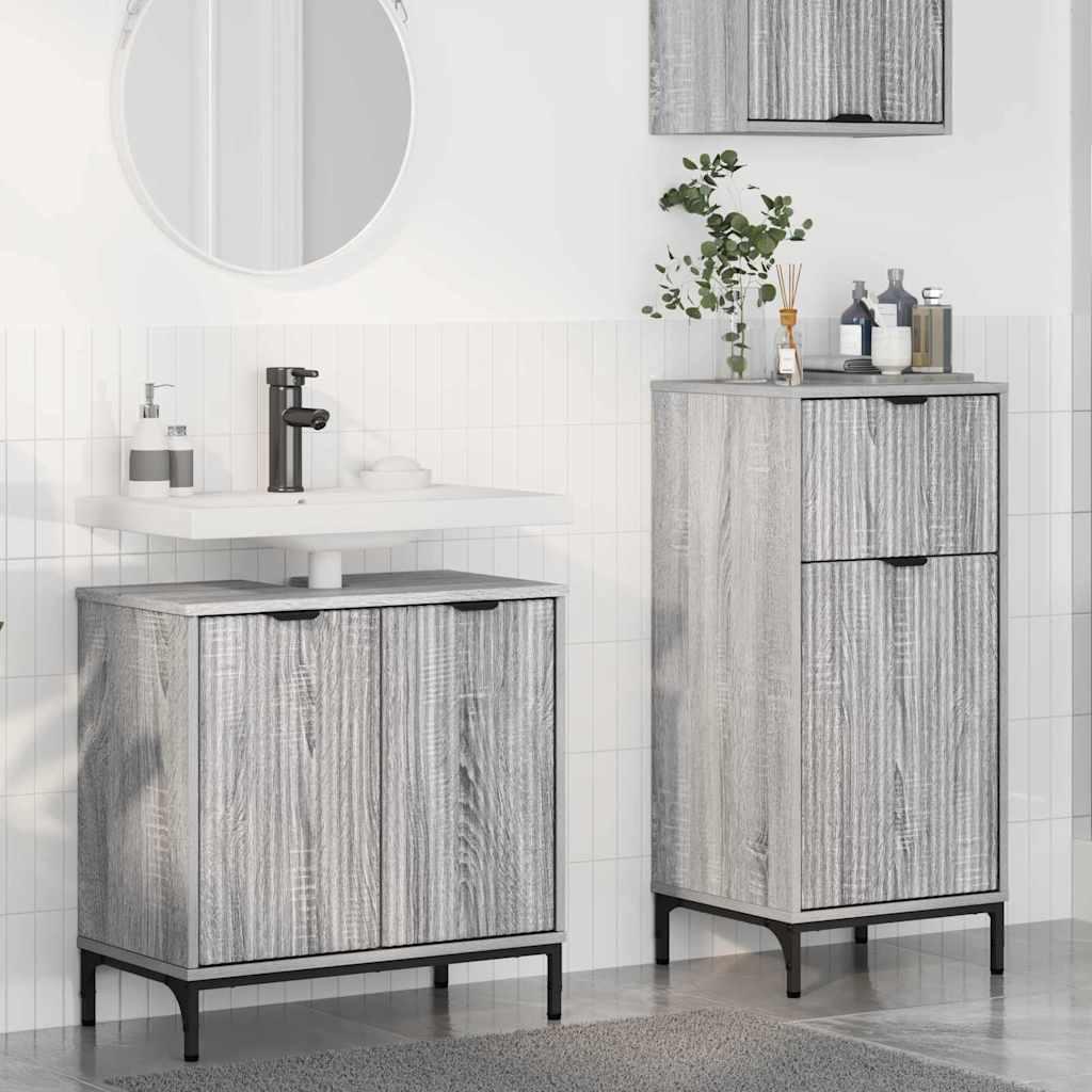 Badeværelsesmøbel sæt 2 stk Grå sonoma-eg 39.5 x 36 x 88 cm