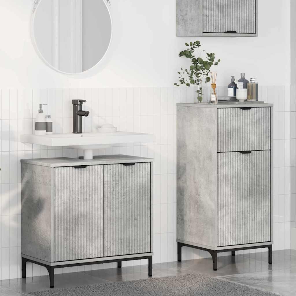 Badeværelsesmøbel sæt Plaid 2 stk Betongrå 39.5 x 36 x 88 cm