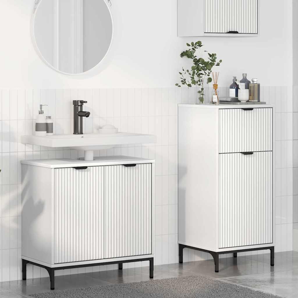Badeværelsesmøbel sæt med skuffe 2 stk Hvid 39.5 x 36 x 88 cm
