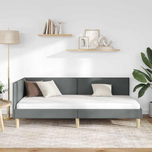 Hjørnesengramme i stof - mørkegrå 100 x 200 cm