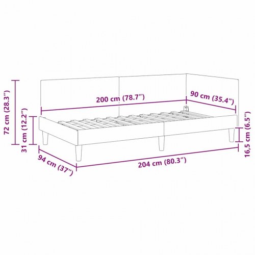 Hjørnesengramme Andet Blå 90 x 200 cm Stof og Ingeniørtræ