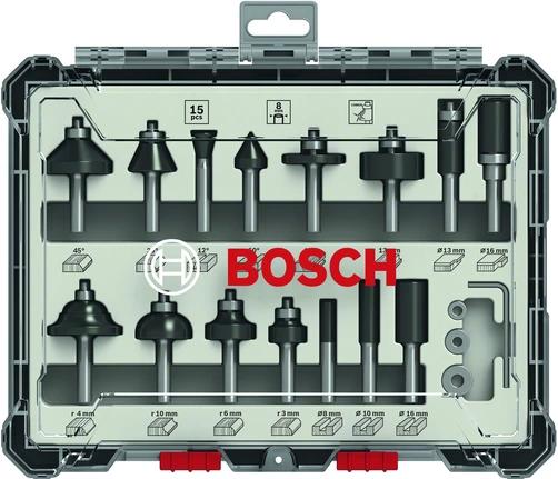 Fræsebits sæt 8 mm - Bosch - 15 dele