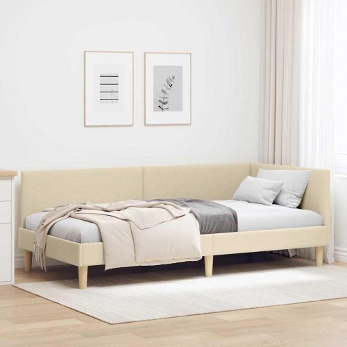 Hjørnesengramme i creme stof 90 x 200 cm
