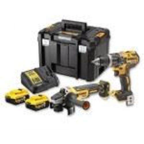 Værktøjssæt 18 V DeWalt DCK2080P2T-QW – boremaskine DCD796 + vinkelsliber DCG405, 2×5,0 Ah