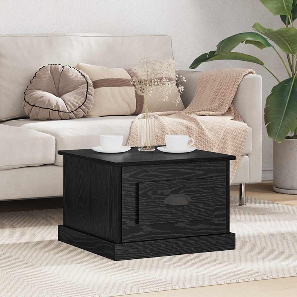 Sofabord med skuffe Sort eg 50 x 50 x 35 cm Konstrueret træ