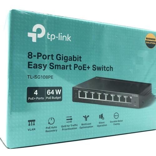 Netværksswitch TP-Link Easy Smart TL-SG108PE – 8-port Gigabit med PoE+