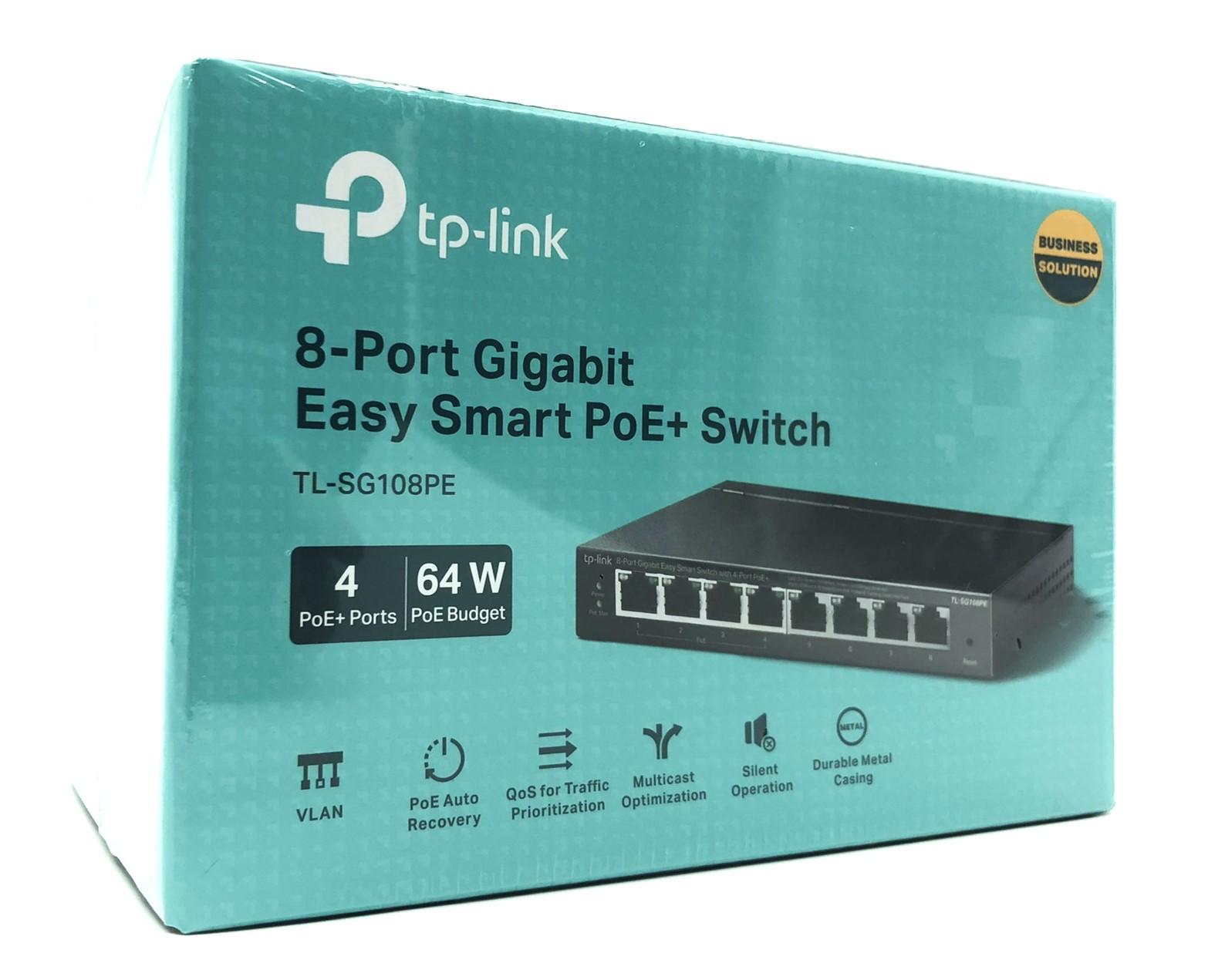 Netværksswitch TP-Link Easy Smart TL-SG108PE – 8-port Gigabit med PoE+