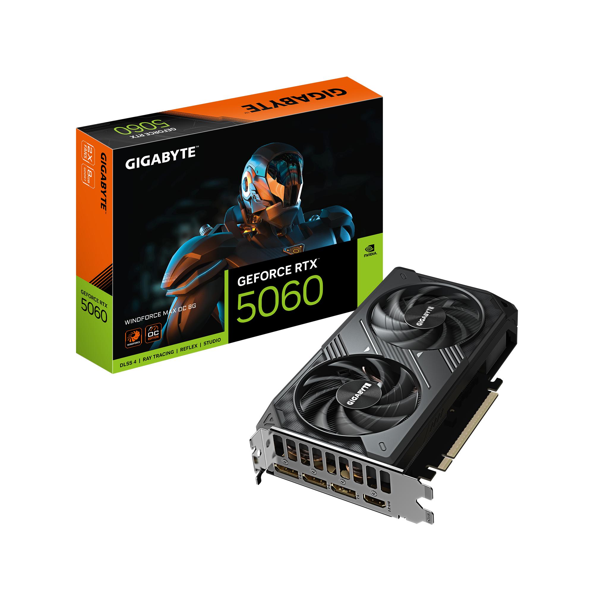 Grafikkort Gigabyte GeForce RTX 5060 WINDFORCE MAX OC 8G - 8 GB GDDR7 billede