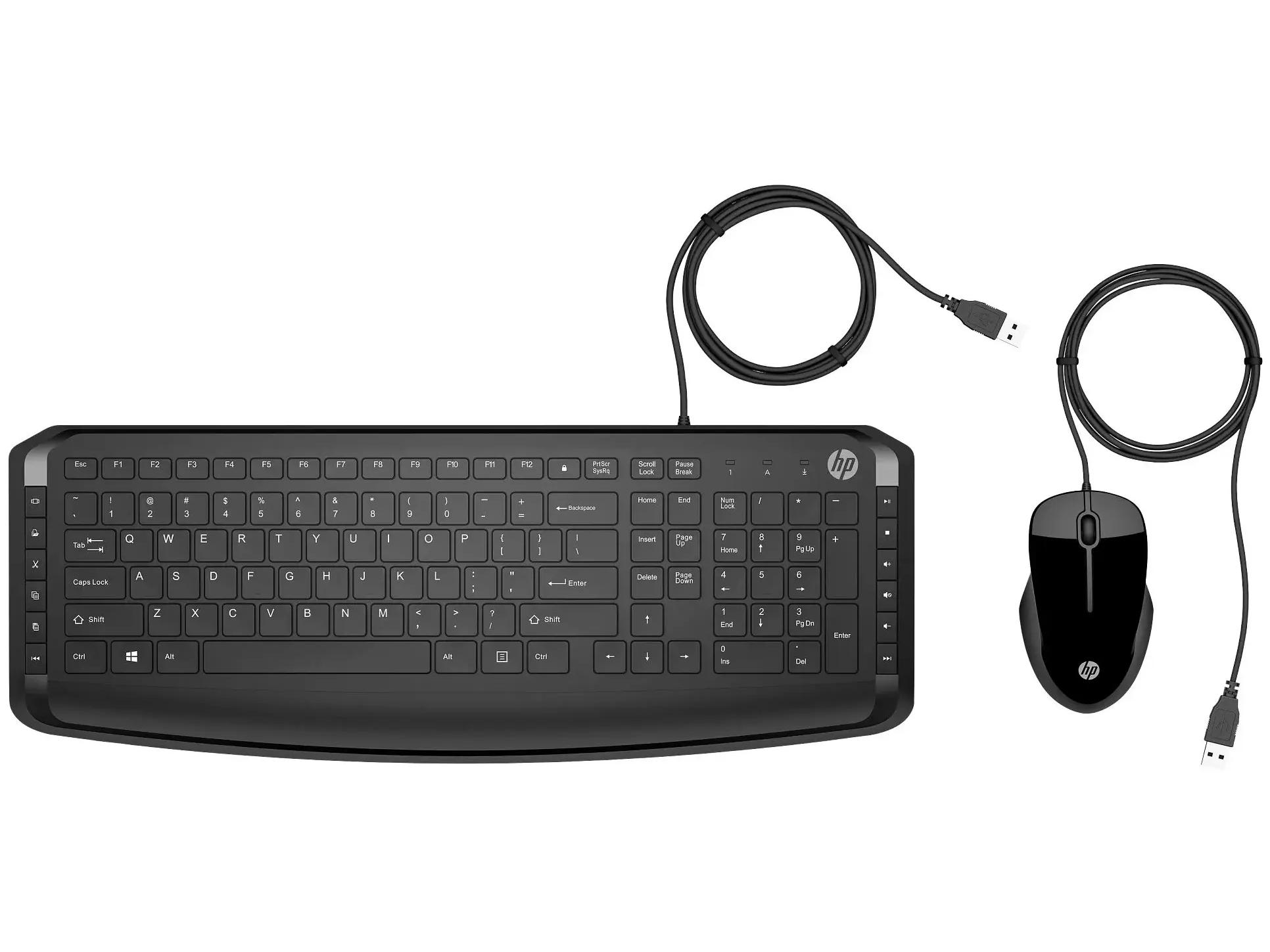 Tastatur og mus sæt - HP 250, kablet, dansk, sort billede