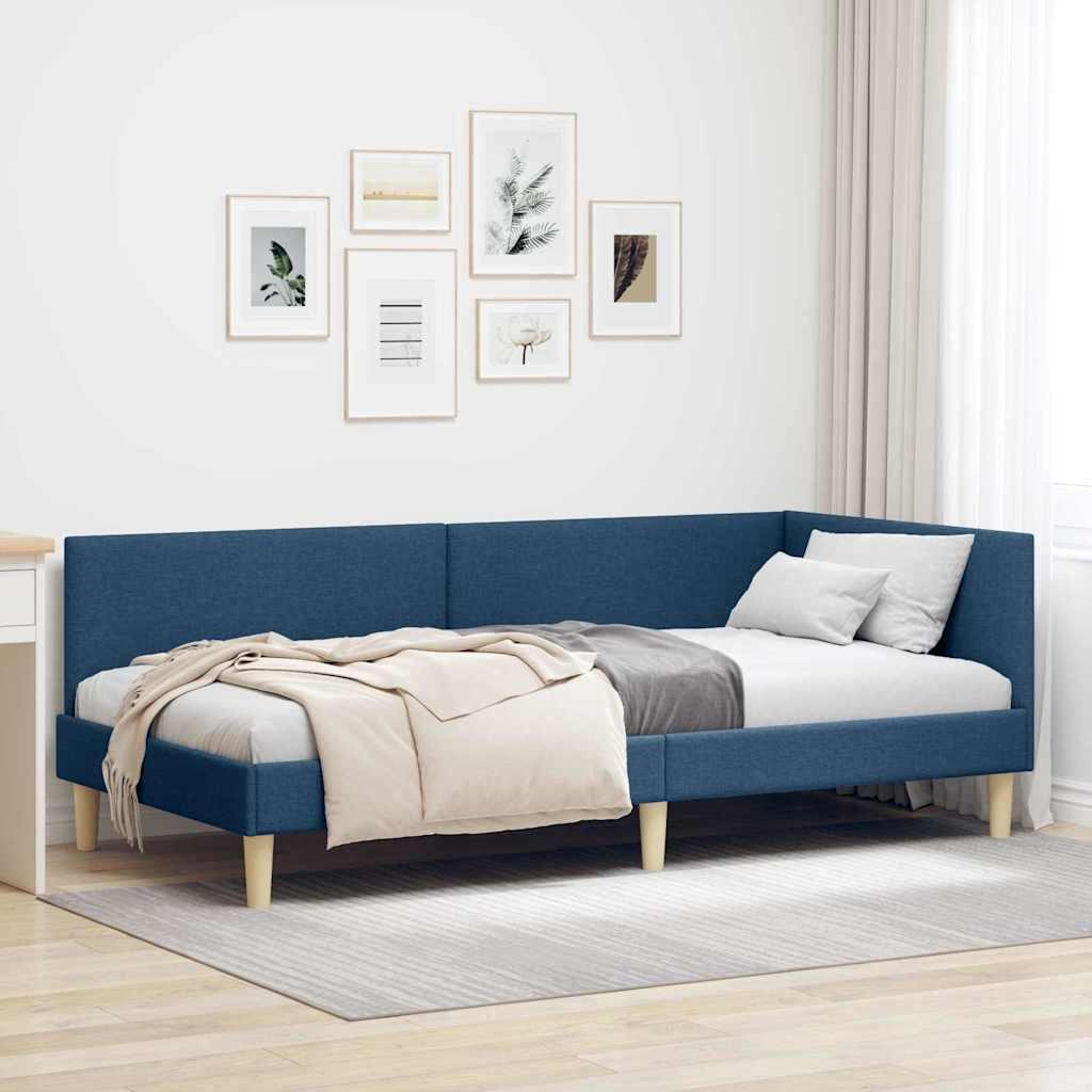 Hjørnesengramme Andet Blå 80 x 200 cm Stof og Ingeniørtræ
