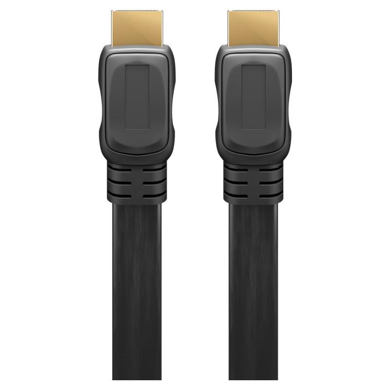HDMI kabel 4K 60 Hz - Goobay Slim med Ethernet, fladt, 3 m, sort billede