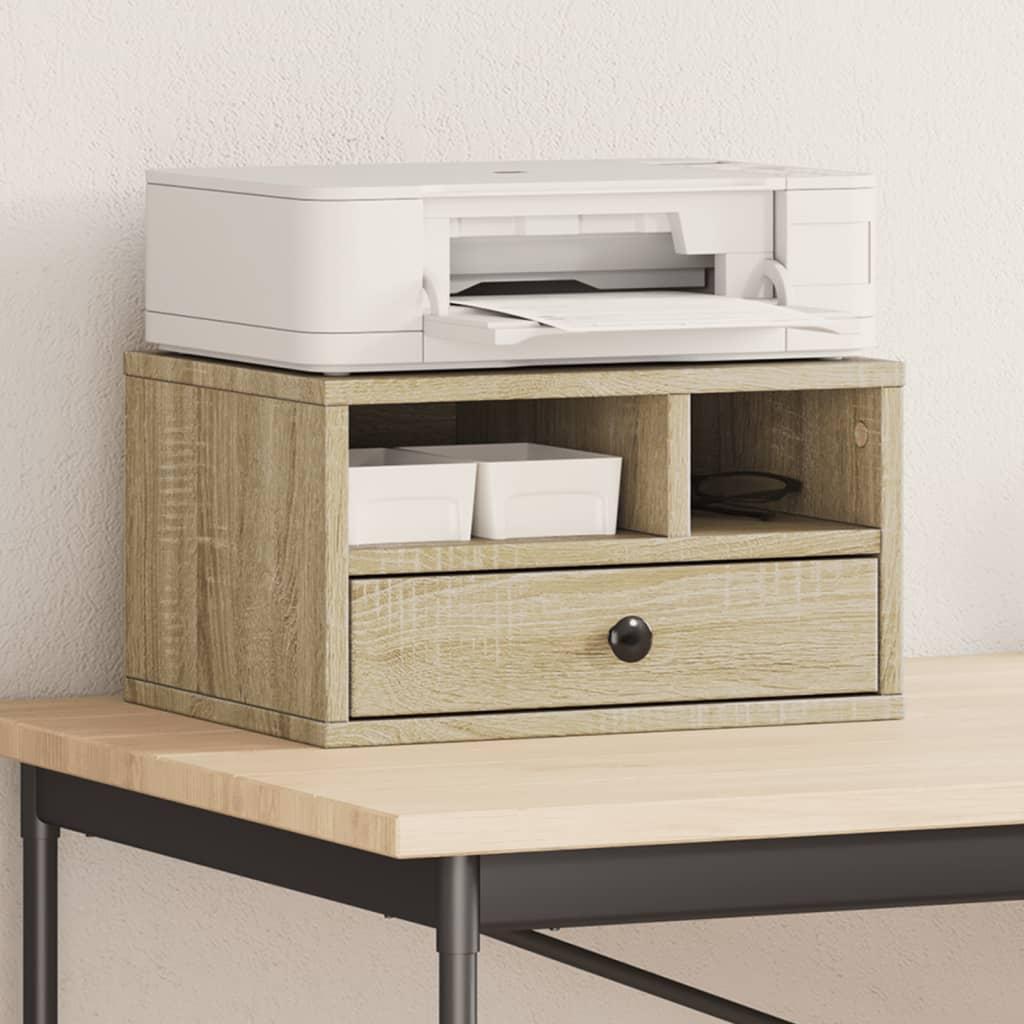 Printerstativ med skuffe - 40 × 32 × 22,5 cm, sonoma-eg, konstrueret træ