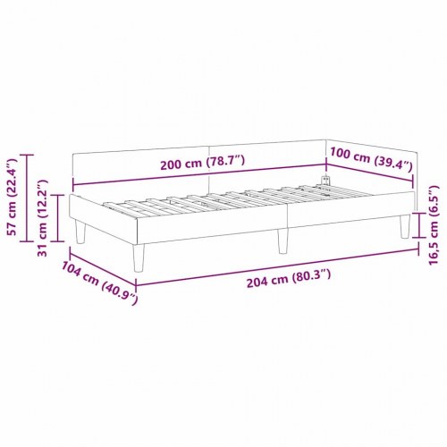 Hjørnesengramme 100 x 200 cm i fløjl - turkis
