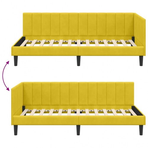 Hjørnesengramme i gul fløjl 90 x 200 cm