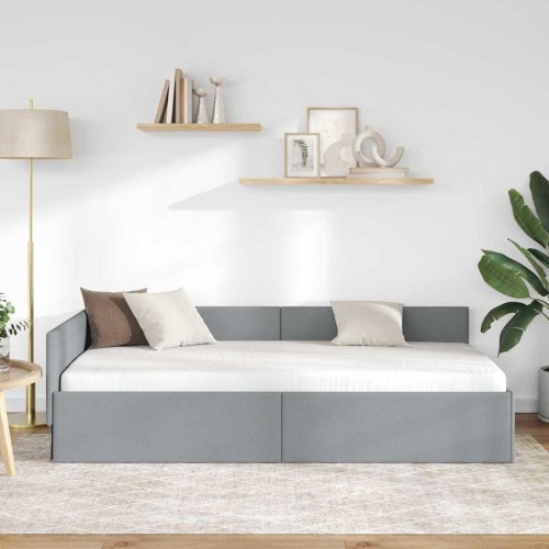 Hjørnesengramme lysegrå 100 x 200 cm - stof