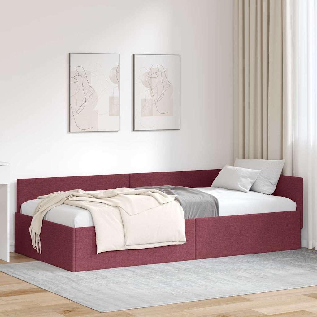 Hjørnesengramme Vinrød 90 x 200 cm Stof og Ingeniørtræ