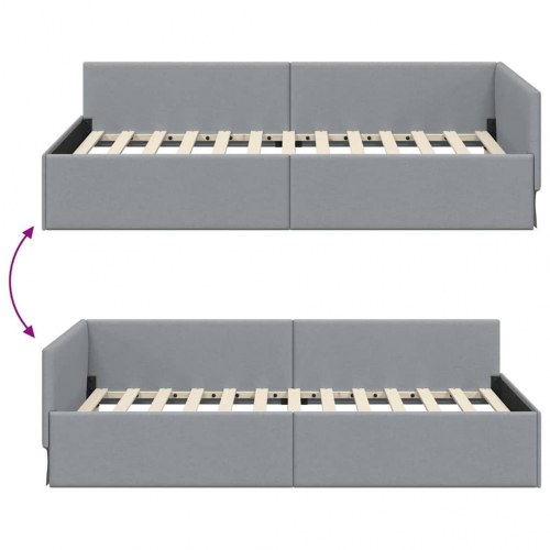 Hjørnesengramme i stof - lysegrå, 90 x 200 cm