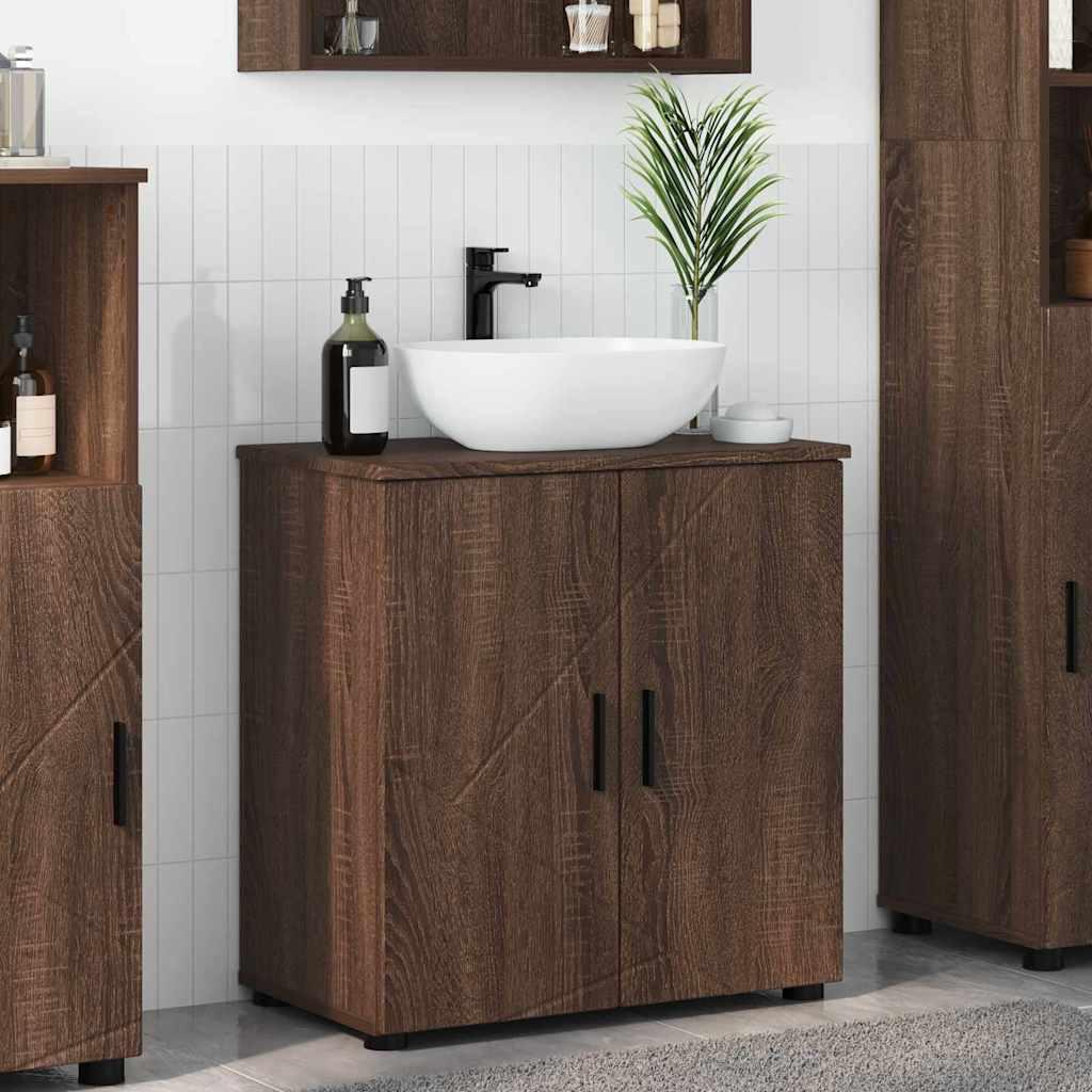 Badeværelsesskab med opbevaring med dør Brun eg 61 x 35 x 64 cm