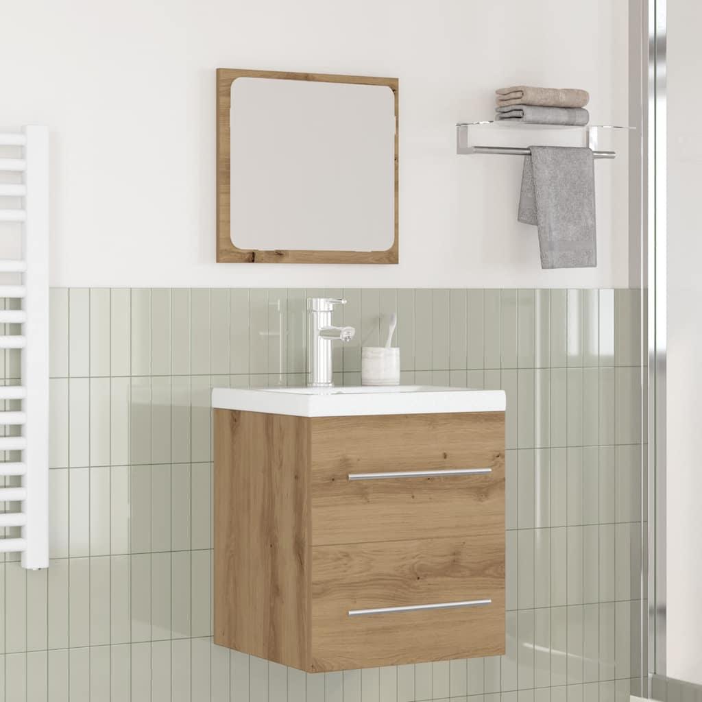 Badeværelsesmøbel sæt med spejl 2 stk Sort eg 41 x 38.5 x 48 cm