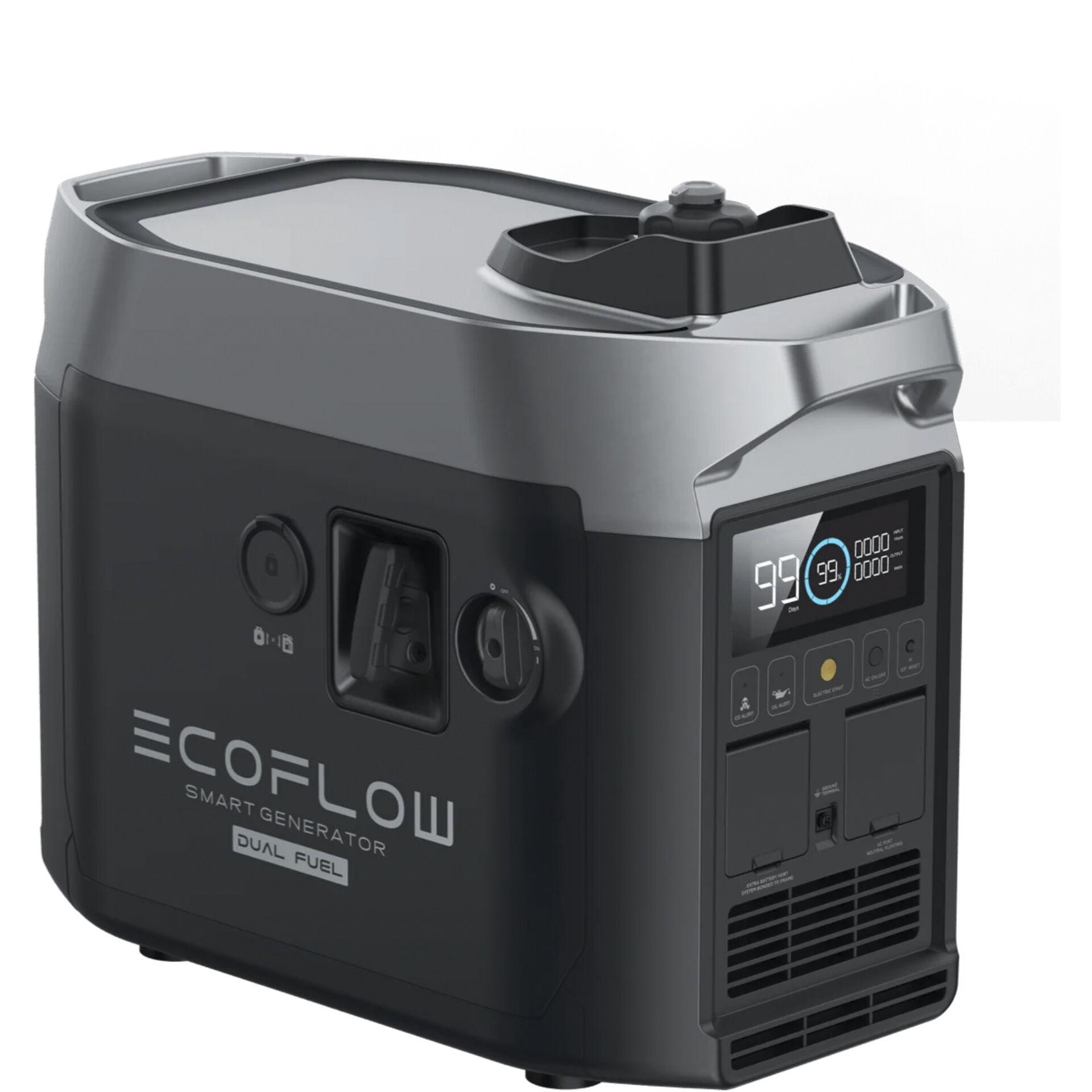 Generator til camping – EcoFlow Smart Dual Fuel, sort/grå