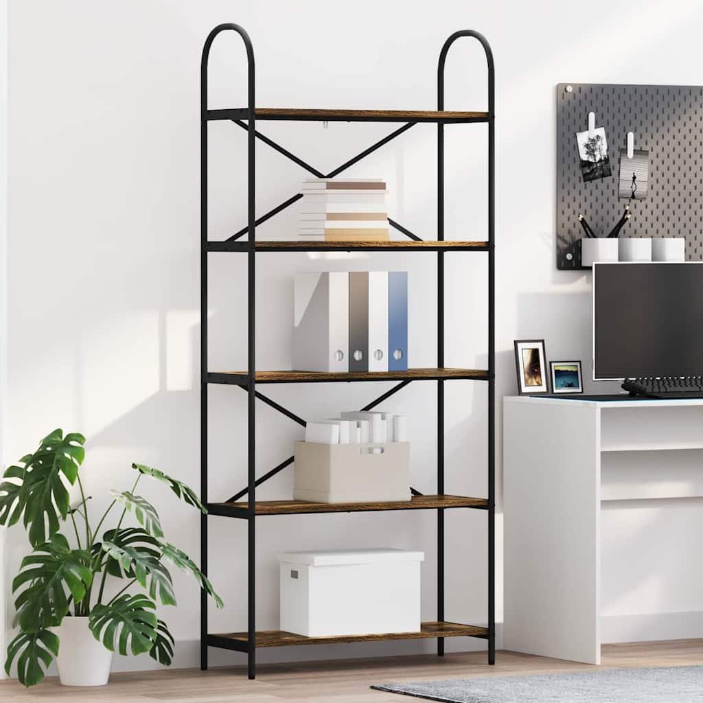 Bogreol Røget eg 80 x 30 x 183 cm Konstrueret træ