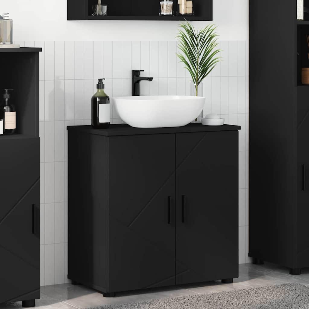 vidaXL Badeværelsesskab Sort 61 x 35 x 64 cm Konstrueret træ, Metal
