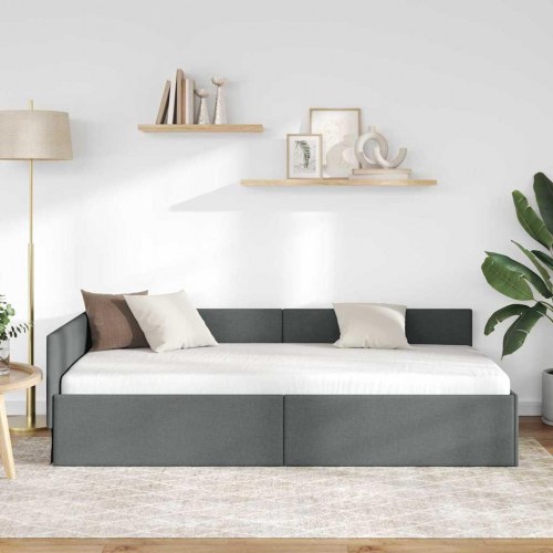 Hjørnesengramme mørkegrå 90 x 190 cm - stof