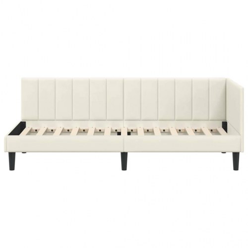 Hjørnesengramme 80 x 200 cm - creme fløjl