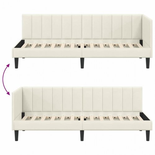 Hjørnesengramme 80 x 200 cm - creme fløjl