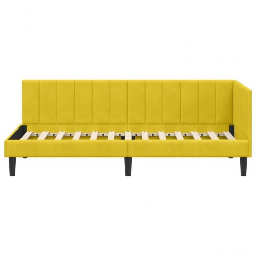 Hjørnesengramme 80 x 200 cm i gul fløjl