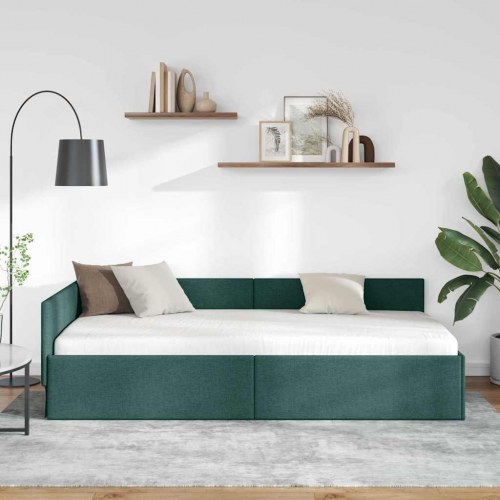 Hjørnesengramme mørkegrøn 80 x 200 cm i stof