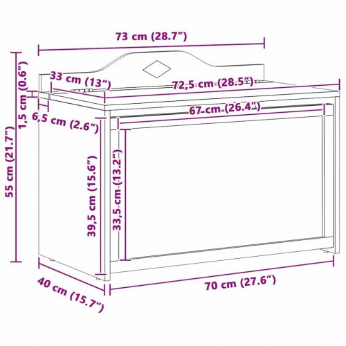 Legetøjskasse Hvid 73 x 33 x 55 cm Konstrueret træ