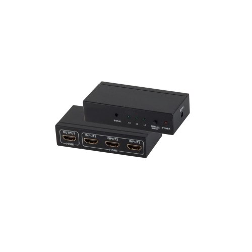HDMI switch S-Impuls 3x1 metal 4K 30 Hz - sort