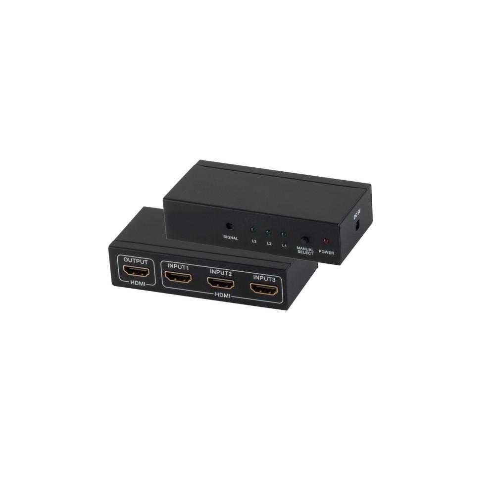 HDMI switch S-Impuls 3x1 metal 4K 30 Hz - sort
