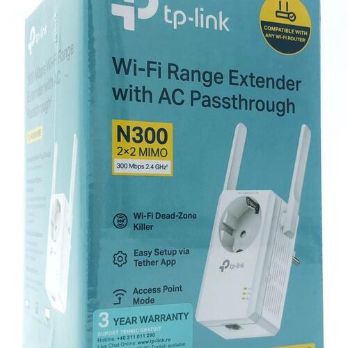 WiFi signalforstærker TP-Link TL-WA860RE med stikkontakt (N300, 2,4 GHz)