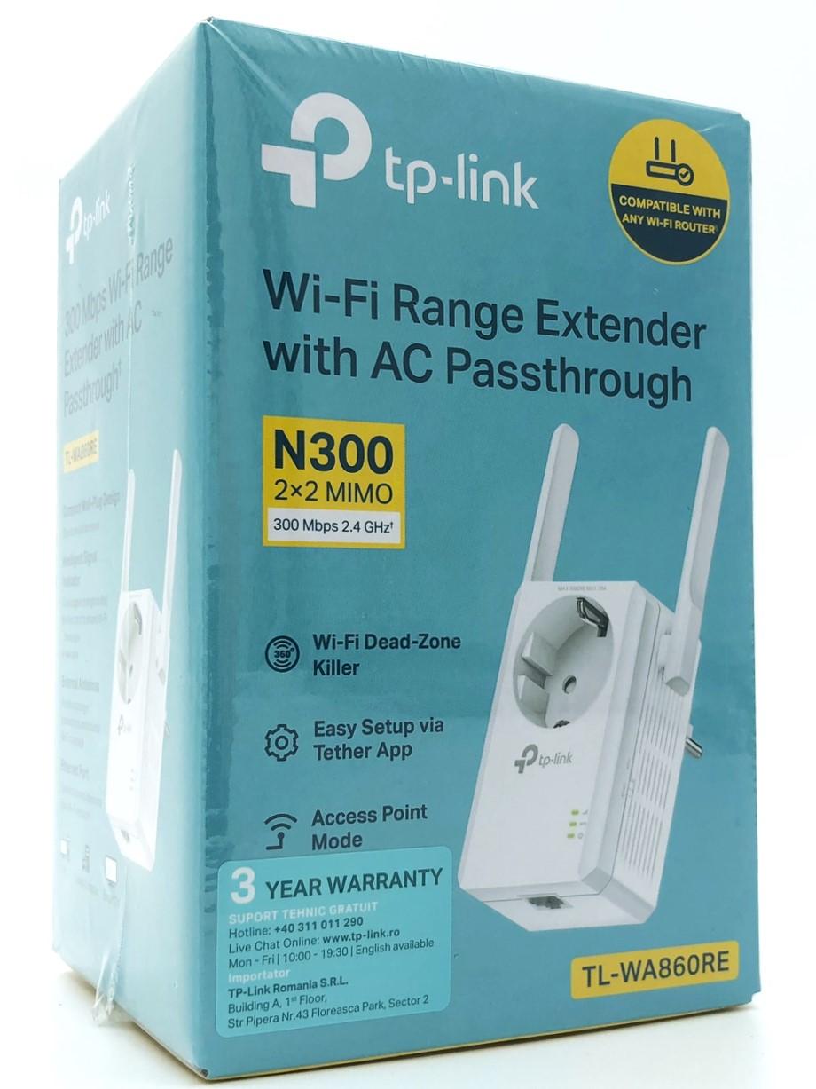 WiFi signalforstærker TP-Link TL-WA860RE med stikkontakt (N300, 2,4 GHz)