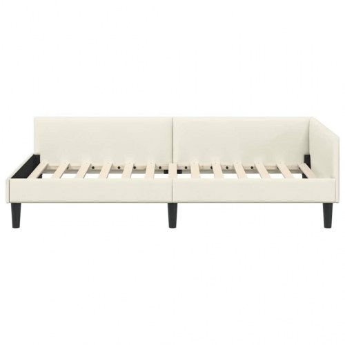 Hjørnesengramme 100 x 200 cm - creme fløjl