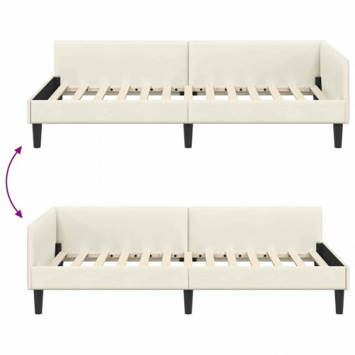 Hjørnesengramme 100 x 200 cm - creme fløjl