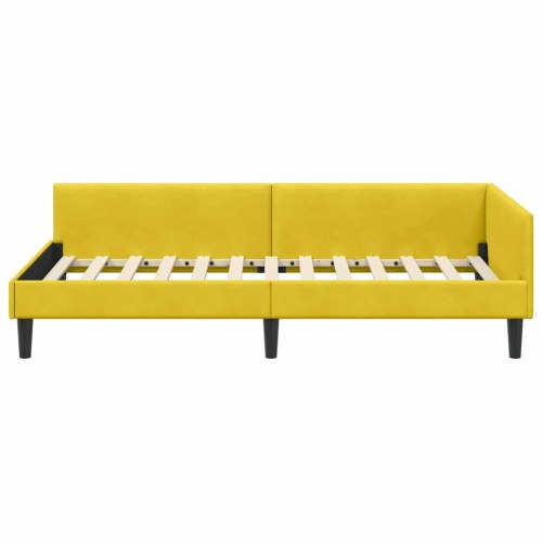 Hjørnesengramme 100 x 200 cm - gul fløjl