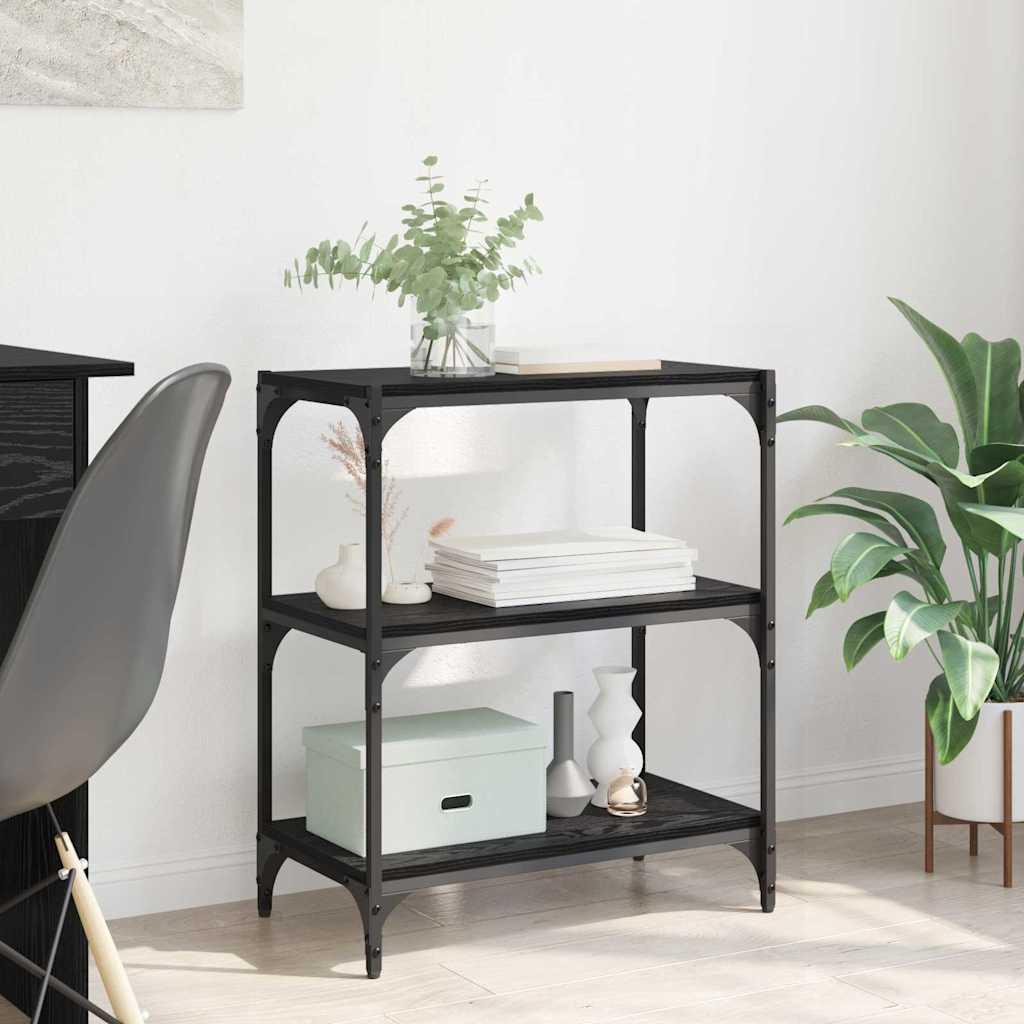Bogskab Sort eg 60 x 33 x 70,5 cm Ingeniørt træ og jern