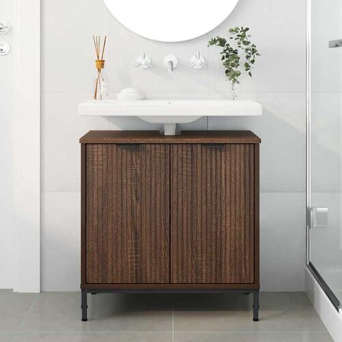 Badeværelsesskabsunder med dør Brun eg 60.5 x 33.5 x 61 cm