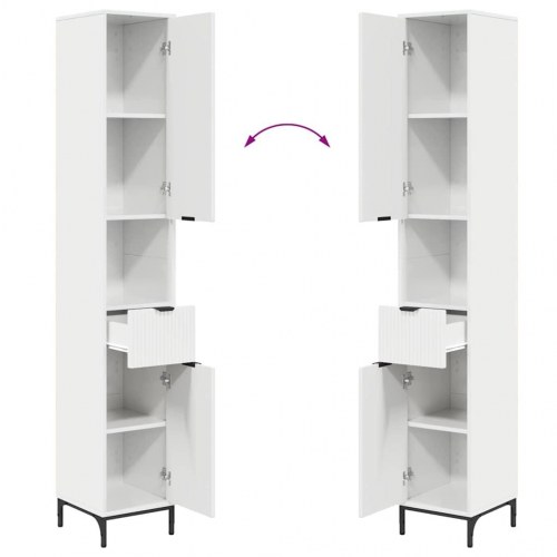 Højt badeværelsesskab med dør Hvid højglans 31,5 x 33 x 190 cm