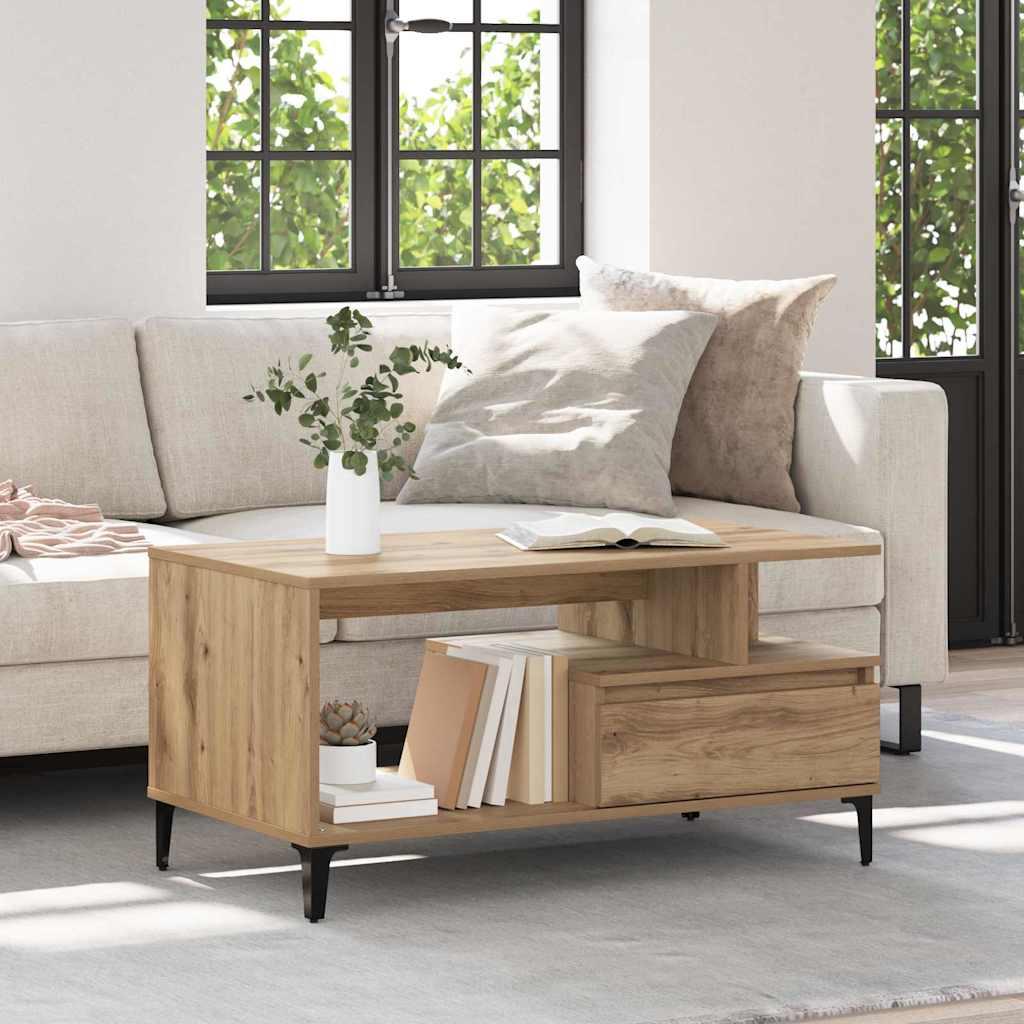 Sofabord med skuffe artisan eg 90 x 49 x 45 cm Konstrueret træ