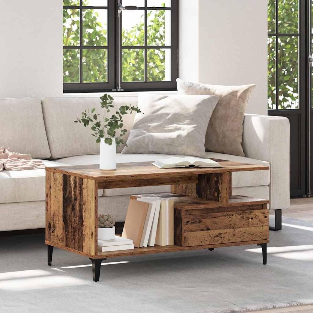 Sofabord med skuffe Gammelt træ 90 x 49 x 45 cm Konstrueret træ